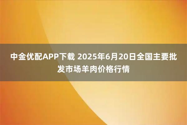 中金优配APP下载 2025年6月20日全国主要批发市场羊肉价格行情