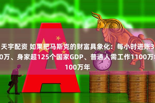 天宇配资 如果把马斯克的财富具象化：每小时进账360万、身家超125个国家GDP、普通人需工作1100万年